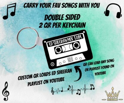 Cassette Player Keychain With Youtube QR (Black)