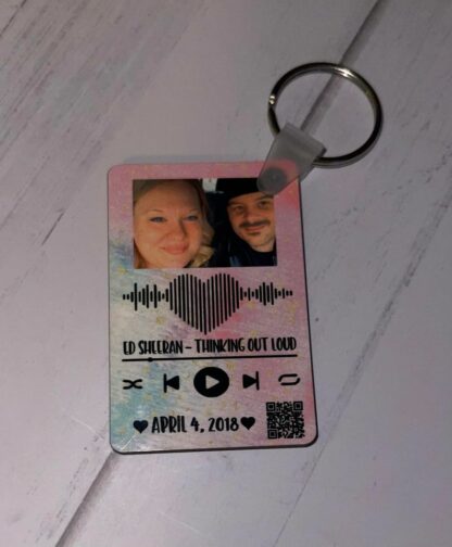 Anniversary Keychain with Custom QR code, Date & Pic