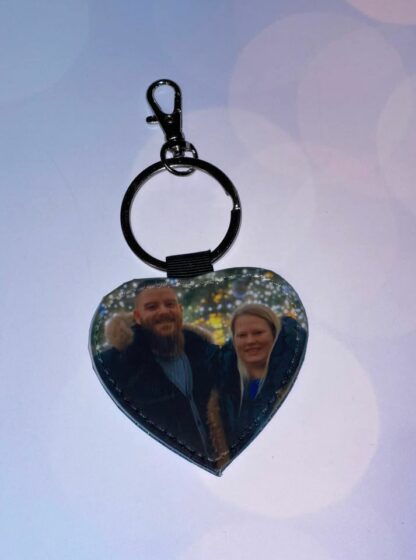 Heart Shaped Glitter Keychain with Custom Picture - Image 3