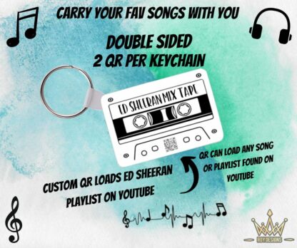 Cassette Player Keychain With Youtube QR (White)