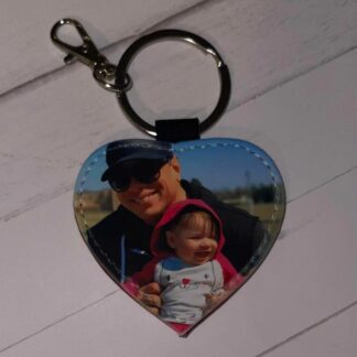 Heart Shaped Glitter Keychain with Custom Picture