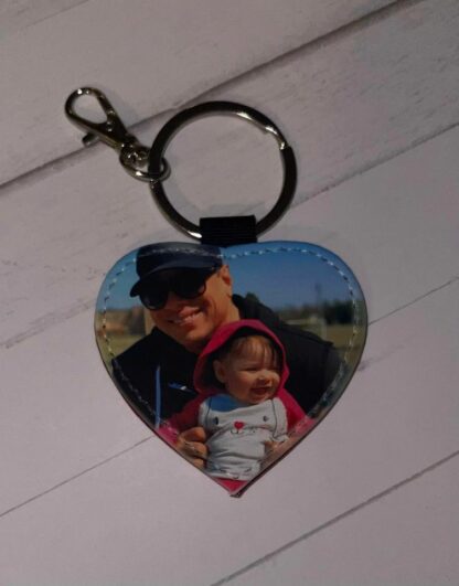 Heart Shaped Glitter Keychain with Custom Picture