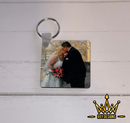 Anniversary Square Keychain with Picture & Date - Image 2
