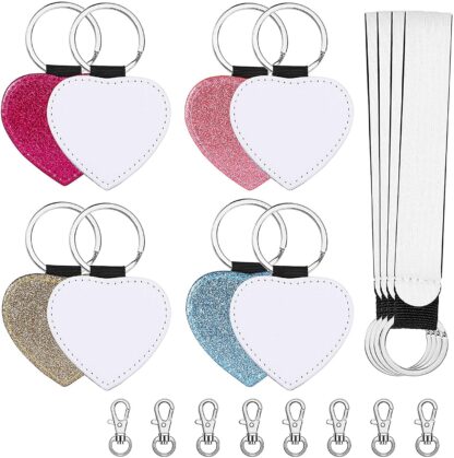Blanks - PU Leather Glitter Keychain (Heart) - Image 5