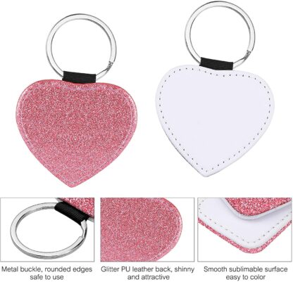 Blanks - PU Leather Glitter Keychain (Heart) - Image 3