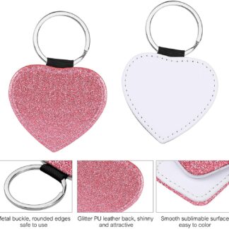 Blanks - PU Leather Glitter Keychain (Heart)