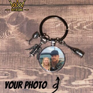 Round Keychain w/ Charms & Custom Photo