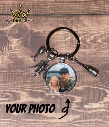 Round Keychain w/ Charms & Custom Photo