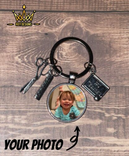 Round Keychain w/ Charms & Custom Photo - Image 3