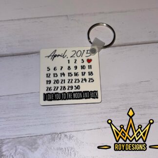 Anniversary Square Keychain with Picture & Date