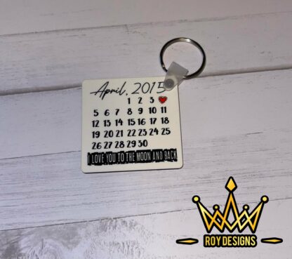 Anniversary Square Keychain with Picture & Date