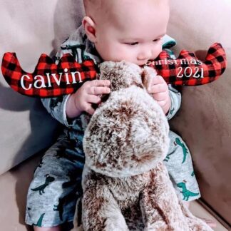 Personalized Plaid Christmas Moose